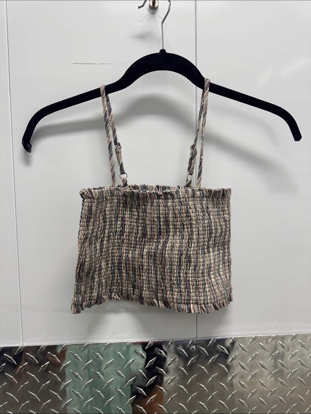 Lulu's Multicolor Smocked Cropped Tank Top, XS